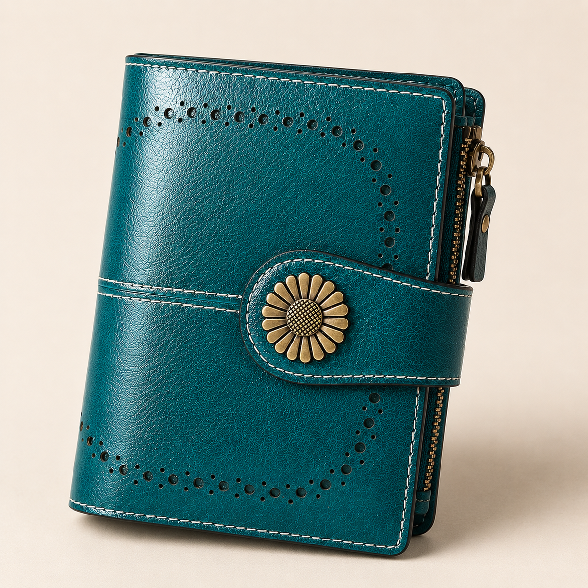 Women's Fashion Hollow Out Design Flower Decor Short Wallet